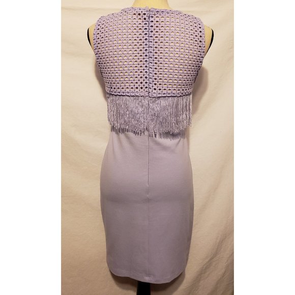 Gianni Bini Lavender Sleeveless Fringe Dress Lavender Medium M - Picture 2 of 7